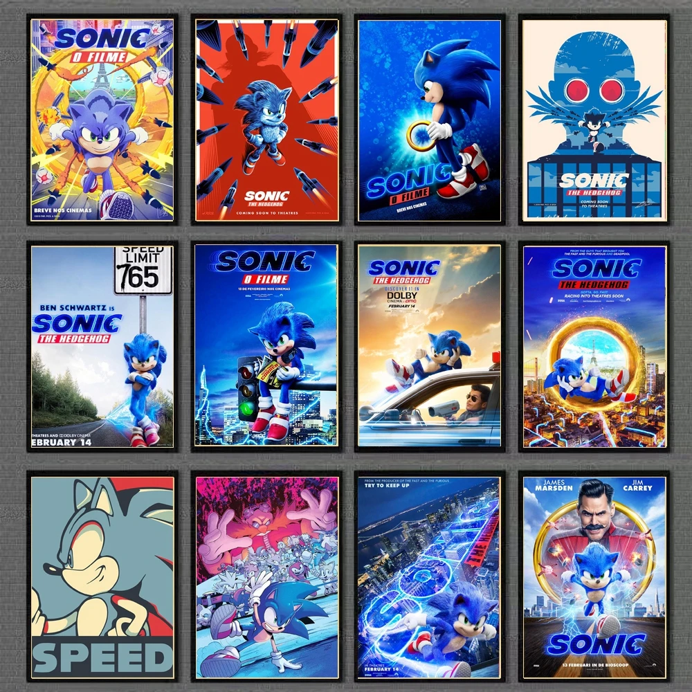 Vintage poster Anime Movie Sonic the Hedgehog Coated Posters Prints On White Paper For Home/Living Room/Wall sticker Painting