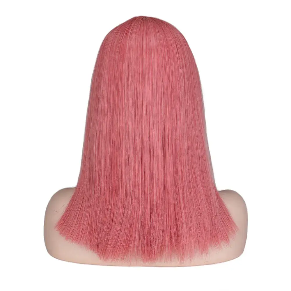 QQXCAIW 14 дюймов короткий прямой парик для косплея женский вечерний костюм Омбре пепельные смешанные синие розовые термостойкие синтетические парики для волос - Цвет: mixed pink