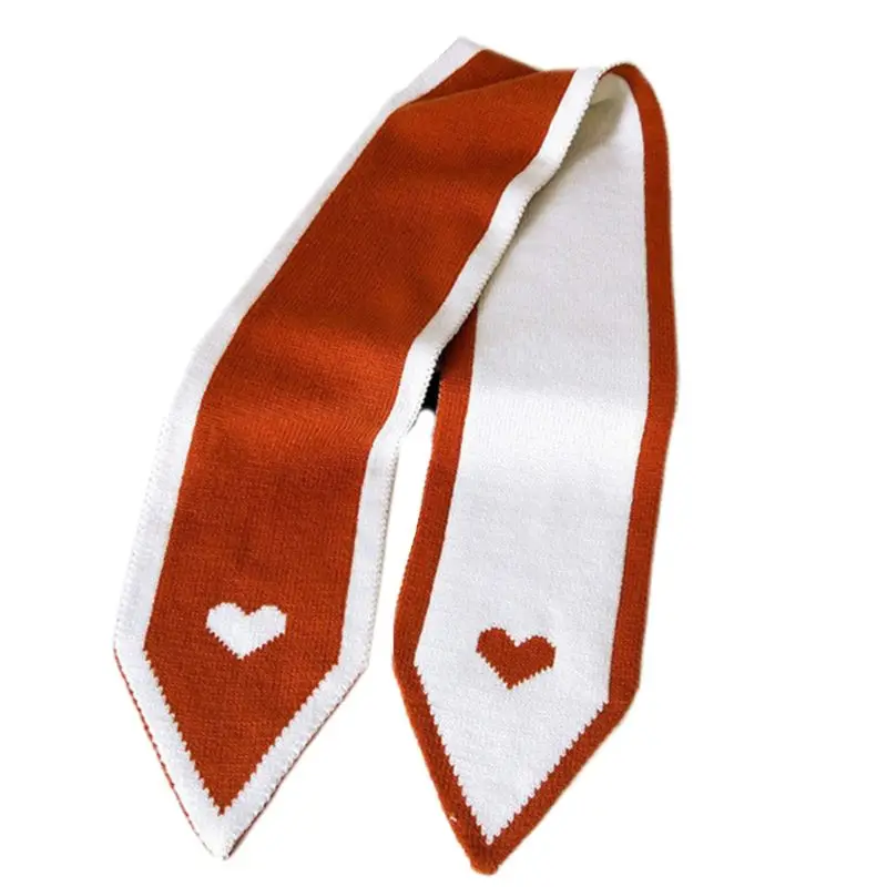 Женские длинные вязаные шерстяные шарфы в форме сердца, осенне-зимний теплый студенческий шарф в форме галстука - Цвет: 7
