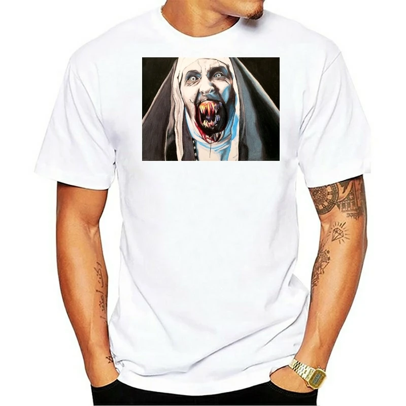 Men Funy tshirt Halloween Scary Nun Short Sleeve O-Neck Graphic Tops Tee men t shirt |