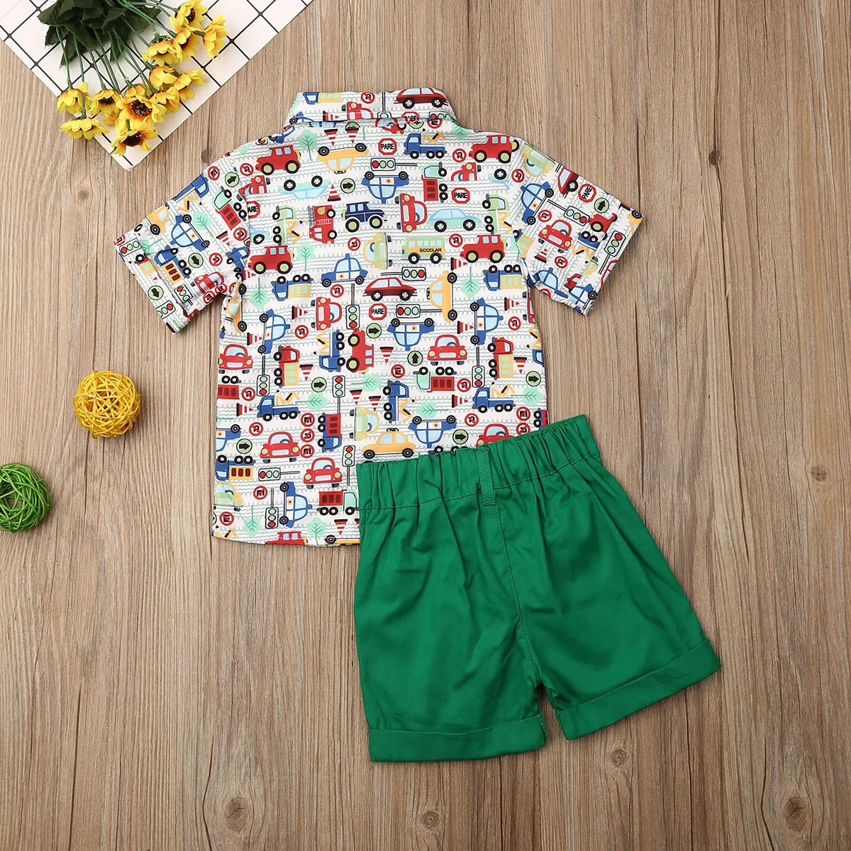 Pudcoco/Летняя одежда для маленьких мальчиков рубашка с короткими рукавами и принтом машины топы, Короткие штаны комплекты из 2 предметов деловой комплект одежды для джентльмена