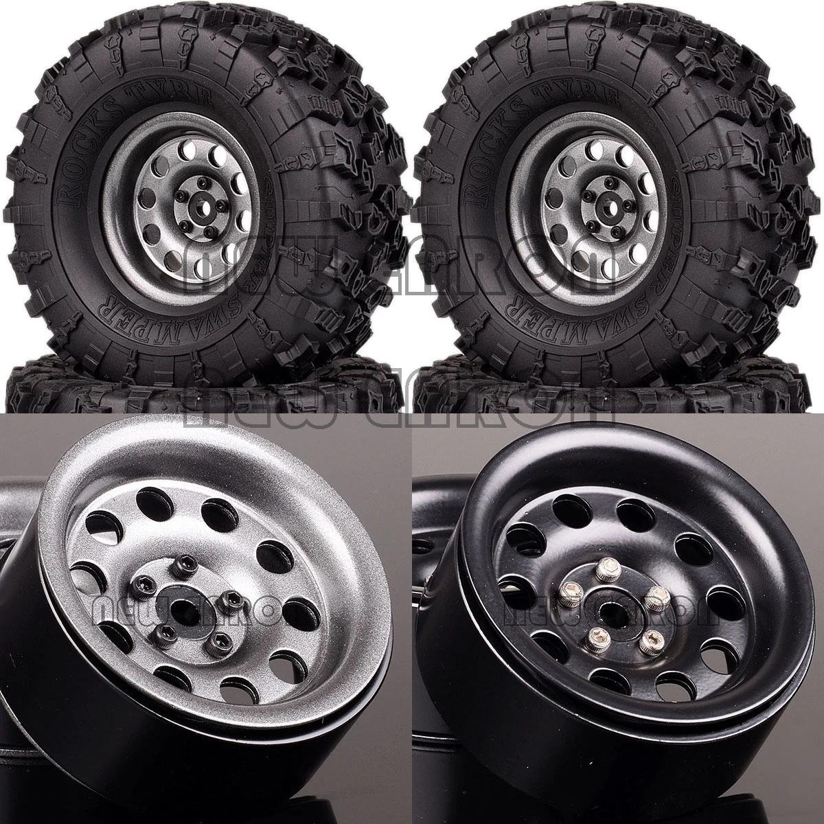 

NEW ENRON 4P 2.2" Beadlock WHEEL RIM TIRE For RC 1/10 Rock Crawler Axial SCX10 90060 RR10 Traxxas