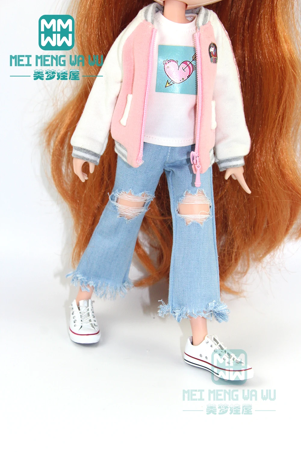 1 шт. одежда Blyth doll модный розовый Свитшот джинсы для Blyth Azone OB23 OB24 кукла 1/6 Рождественский подарок