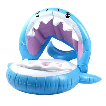 

Baby Inflatable Swimming Ring Portable Toddler Baby Toddle Swim Ring Sun Awning With Canopy Circle Safe Inflatable
