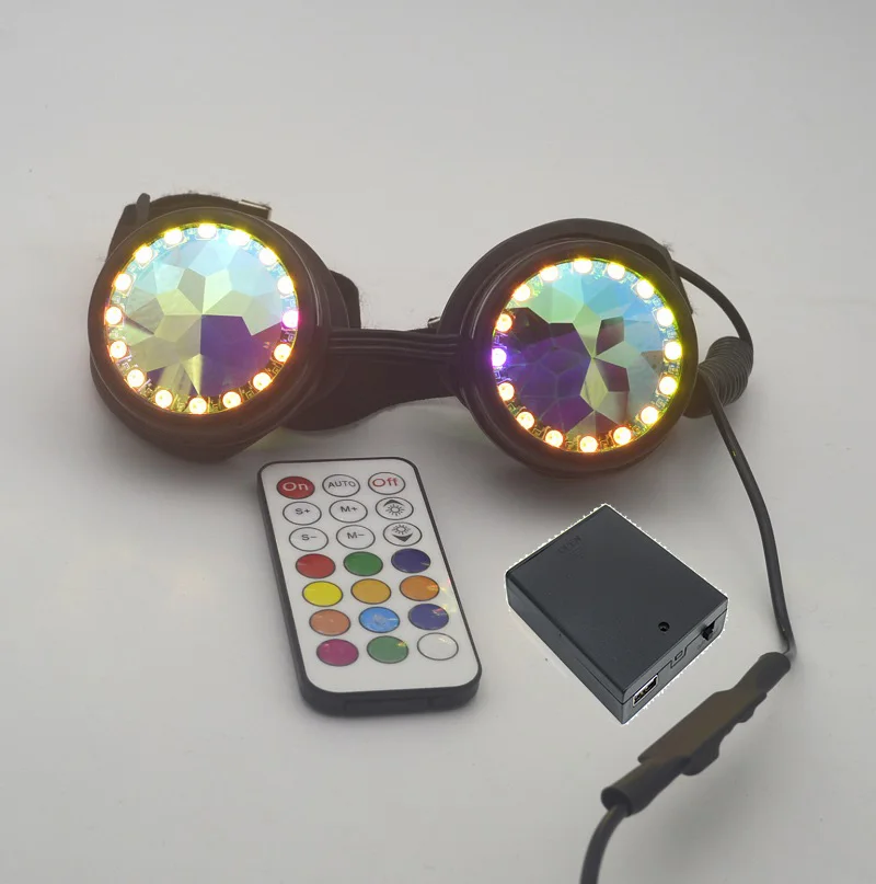 

Trendy Pixel Led Goggles with kaleidoscope glass lens