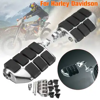 

For Harley Sportster Davison SOFTAIL/DYNA 1 Pair Chrome Black Mount Rubber Motorcycle Front&Rear Footrest Foots Pegs Pedals