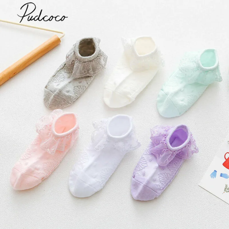 

2019 Baby Socks Clothing Baby Girls Kids Socks Cotton Lace Breathable Tutu Socks Frilly Hollow Out Breathable Ankle Socks 0-3Y