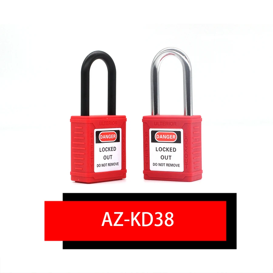 Cadenas de sécurité industriel électrique Loto ABS, étiquette de verrouillage, papier rouge, nylon, acier, fabrication en Chine, 38mm