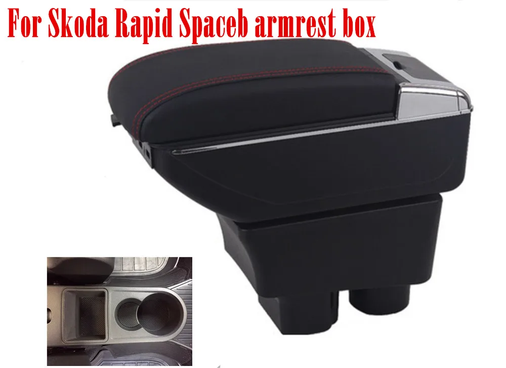 For Skoda Rapid Spaceb armrest box central Store content Storage armresrt with cup holder ashtray products USB interface | Автомобили и
