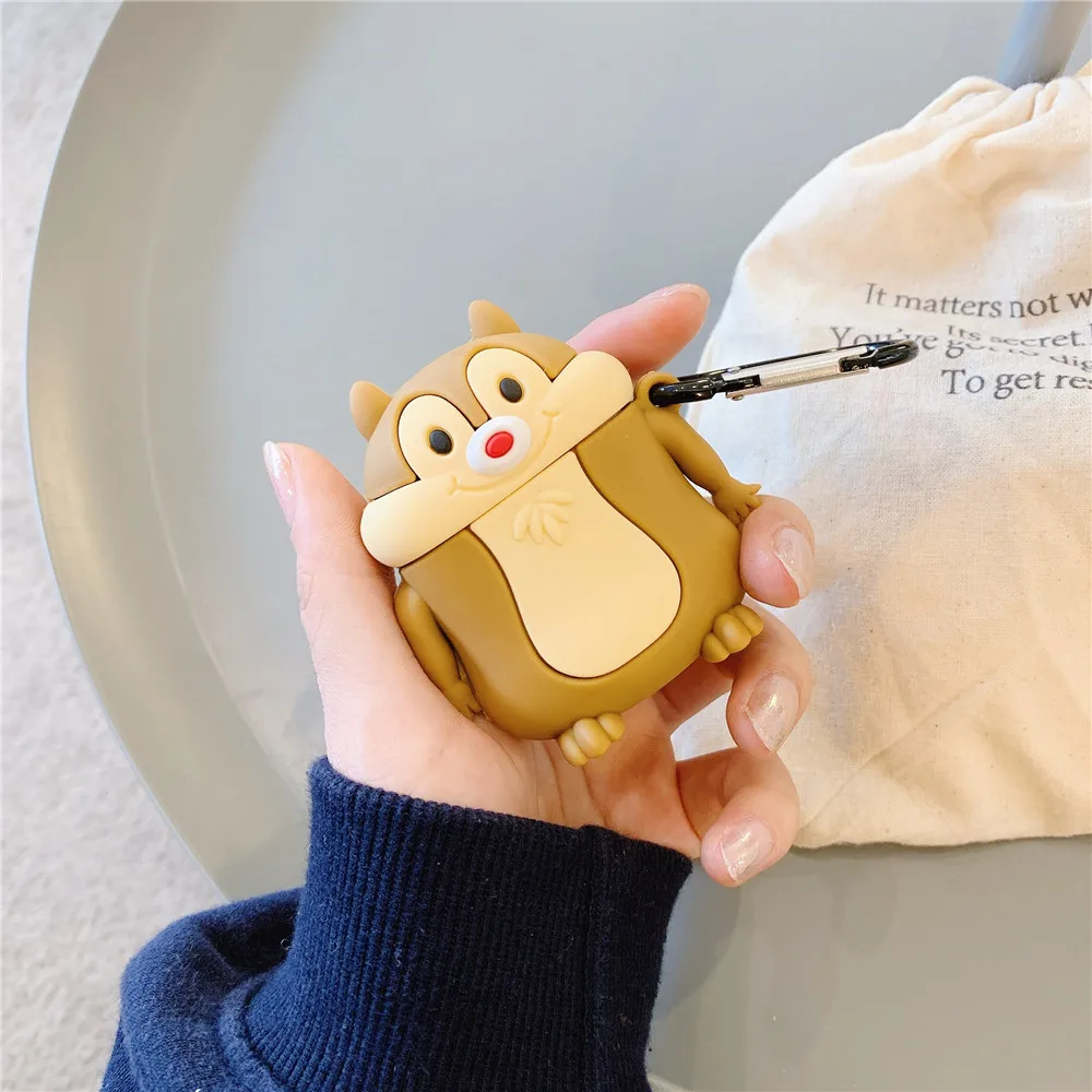 Милый мультяшный 3D чехол Airpod для Apple Airpods Мягкие силиконовые аксессуары для задней крышки bluetooth чехол для наушников - Цвет: Хаки