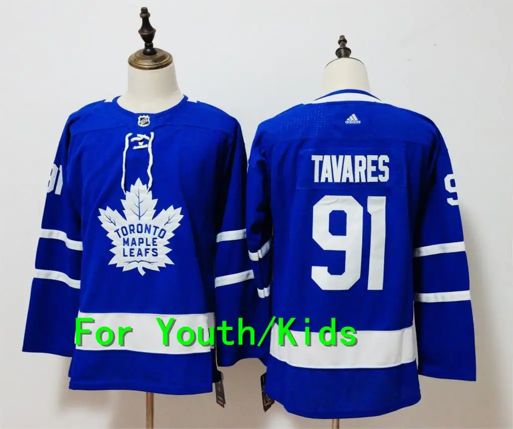 Молодежная вышивка прошитая Toronto Maple#34 Auston Matthews 31 Frederik Andersen 91 John Tavares 16 Mitchell Marner детская футболка - Цвет: Хаки