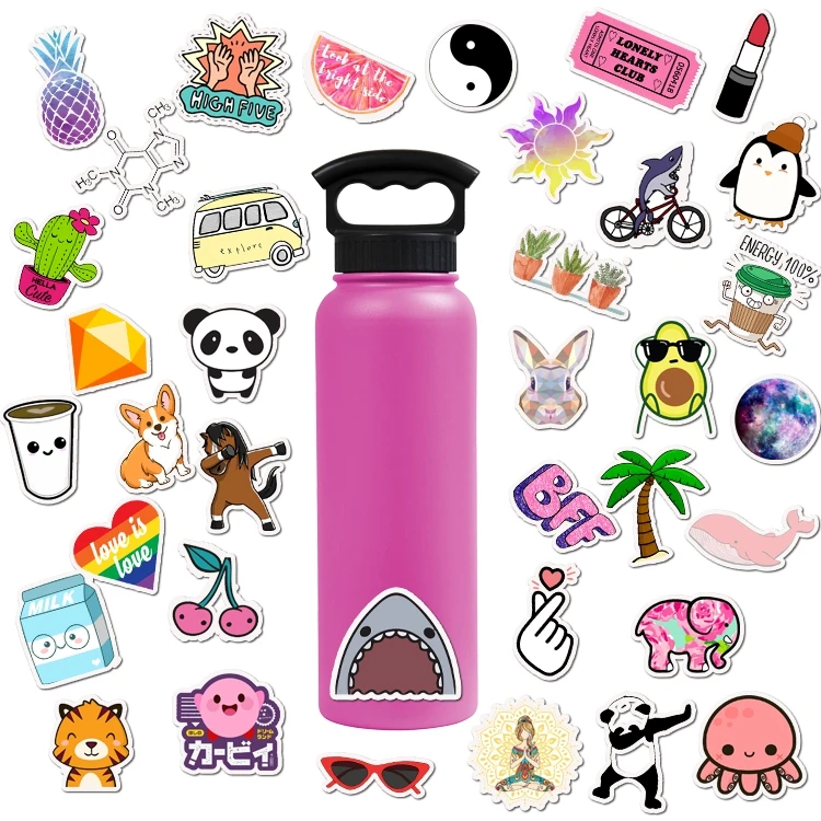 50 шт. ПВХ водонепроницаемый для девочек Kawaii розовый забавный стикер игрушки багаж наклейка s для автомобиля и чемодана Мода ноутбук наклейки s