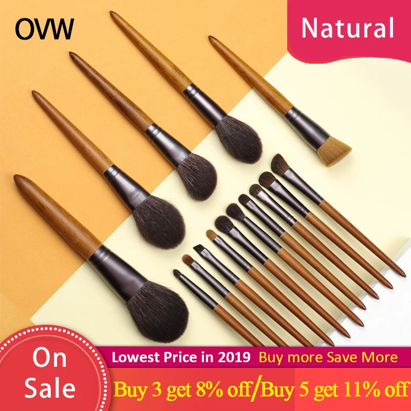 

OVW 15 pcs Saikoho Goat Hair Makeup Brush Set Portable kit for Powder Foundation Eyeshadow Blending Shader Brushes Tools Pony