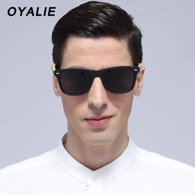 OYALIE, классические, квадратные, поляризационные солнцезащитные очки с коробкой из искусственной кожи, мужские, женские, бамбуковые, солнцезащитные очки для вождения, Gafas De Sol, UV400