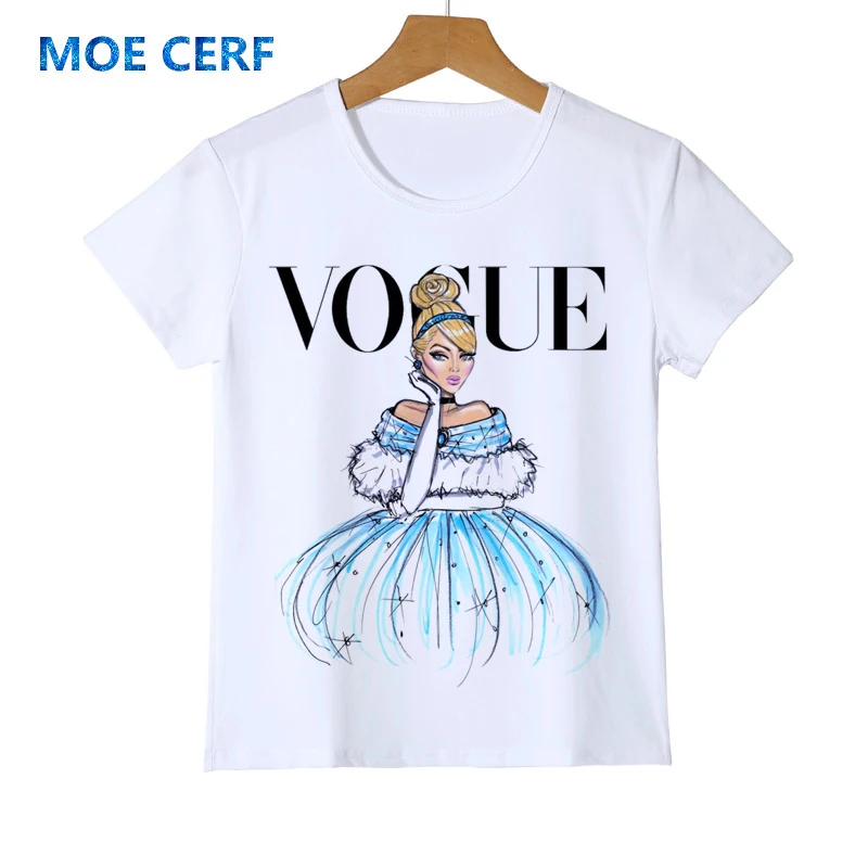 Cartoon Kid T Shirt Children's Tops Tees 3D VOGUE Princess Print Tees Girls& Boys Fashion Queen Tshirt Y42-8