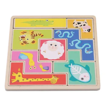 

Hot Kids Wooden Animals 3D Puzzle Toy Shape Matching Cognitive Game Puzzles Baby Early Educational Learning Toys for Children