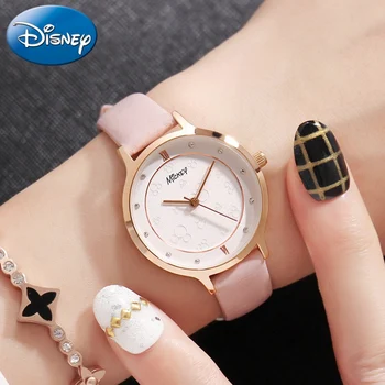 

Luxury Bling Crystal Mickey Women Fashion Genuine Leather Band Quartz Watch Ladies Disney Watches Woman Clock Student Time Hour
