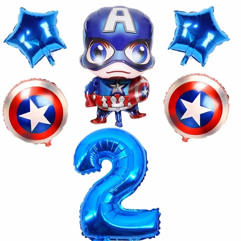 

balloons 6pcs large captain america foil s 40inch number and 18inch round ballons toy super hero birthday party ation kids
