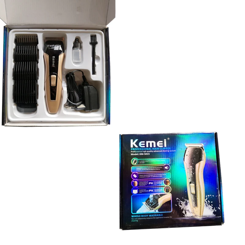 Kemei триммер для волос Беспроводная стрижка электрическая машинка для стрижки мужской триммер для бороды Уход за лицом Водонепроницаемая машинка для стрижки волос профессиональная 5 - Цвет: KM-5015-BOX
