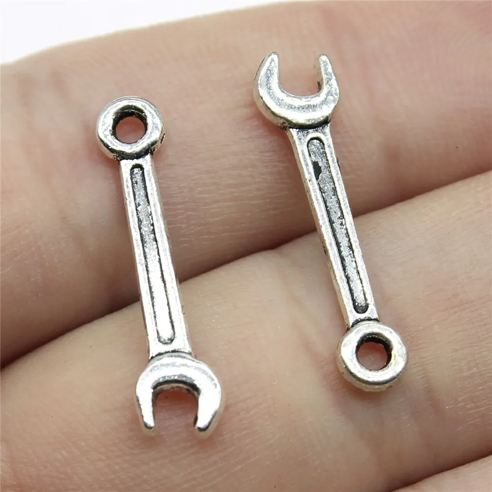 WYSIWYG 20pcs 24x5mm Wrench Charm Pendants For Jewelry Making Antique