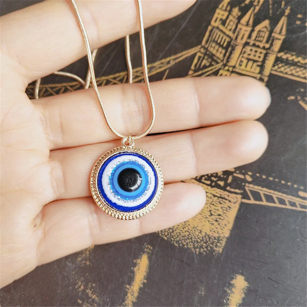 

Resin Nepal Style Blue Eyes Pendant Necklace Acrylic Beads and Glass Pendants Demon Eye KC Gold Jewelry 19mm