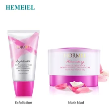 HEMEIEL маска грязь+ отшелушивающая для лица глубокое Очищающая, отбеливающая контроль масла против акне удаление черных точек усадочная пористая кожа набор для ухода