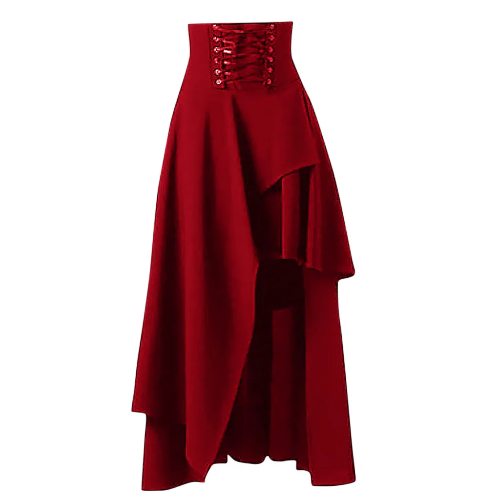 Womail/асимметричные вечерние асимметричные юбки, модная однотонная Готическая многослойная юбка в стиле панк, кружевная юбка на шнуровке, однотонная винтажная юбка