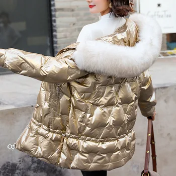 

New Winter Women'S Coat Fox Fur Collar Women Long Warm Parka Fashion Thick Jacket Hooded Duck Down Large Sizes Female Clothing
