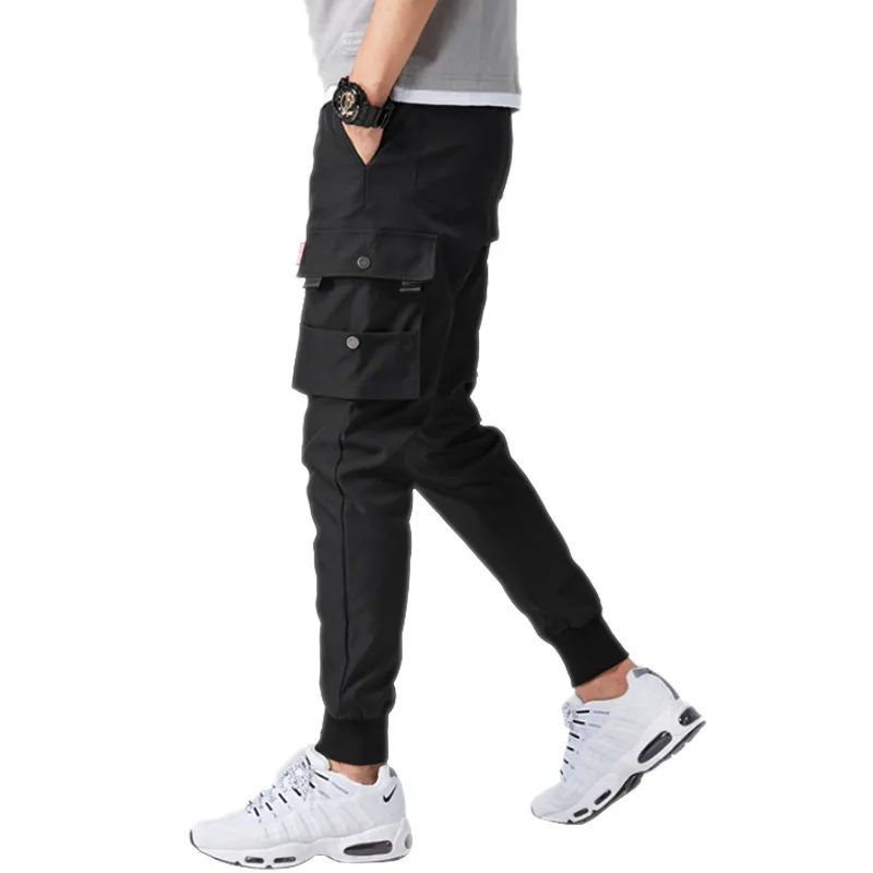 Hot Autumn Men Pants Hip Hop Harem Joggers Pants 2021 New Male Trousers Mens Solid Multi-pocket Cargo Pants Skinny Fit Sweatpant tapered cargo pants