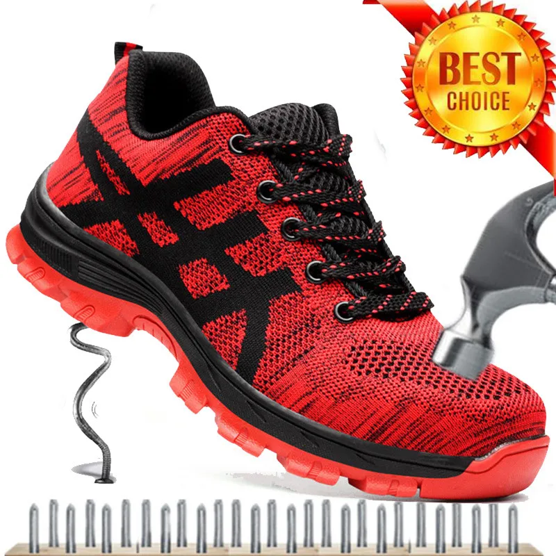 

Plus Size 36-46 Work Boots Men Safety Shoes Unisex Air Mesh Work Shoes Men Boots High Quality Steel Toe Safety Boots Male New