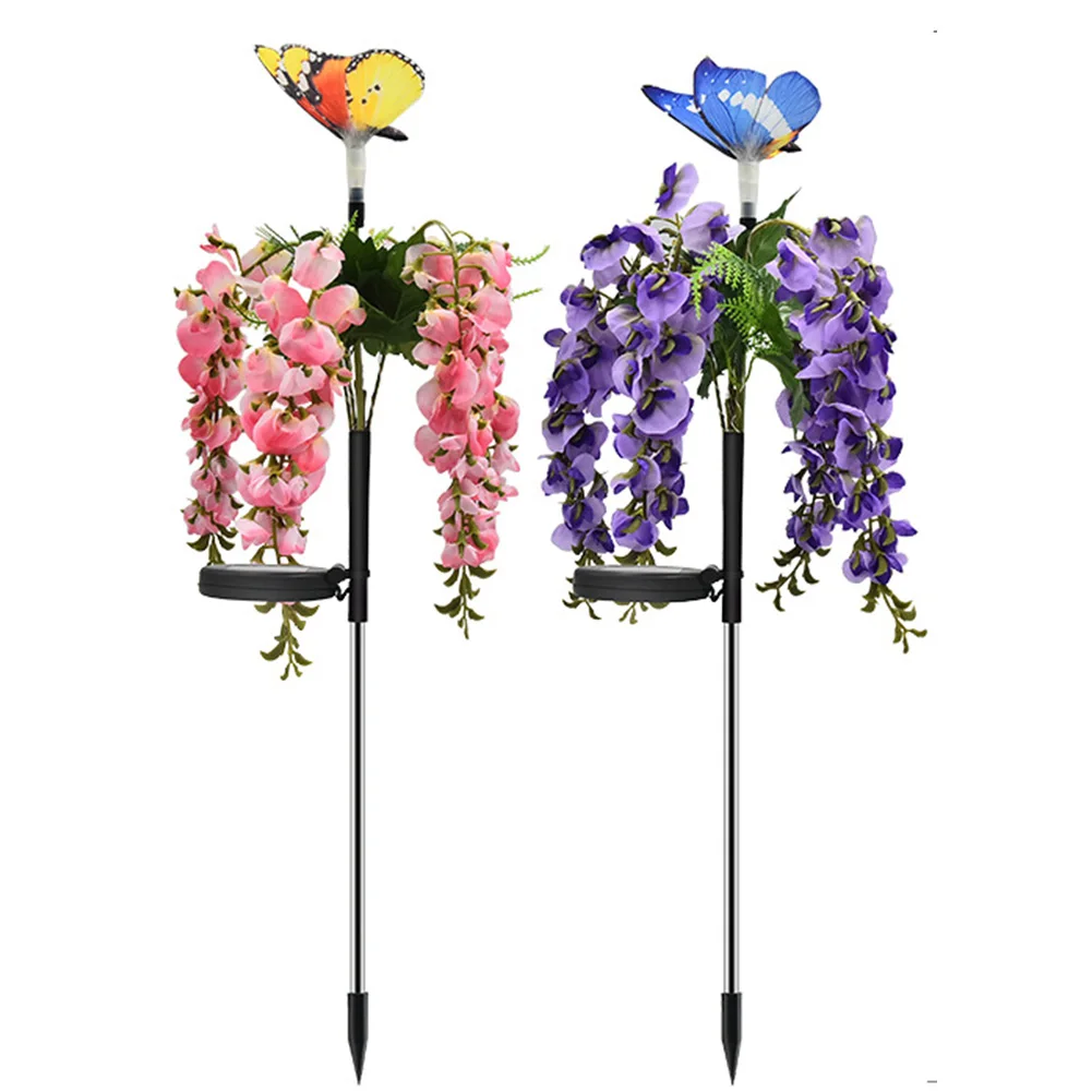 

2PCS Butterfly Led Solar Powered Waterproof Path Garden Landscape Decoration Ground Insert Bean Flower Lawn Lamp Color Change