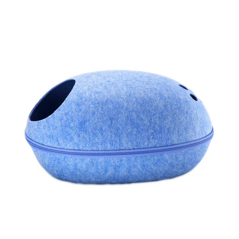 blue Домик для кошек, гнездо на молнии, съемная подушка, коврик для собак в форме яйца, собачий питомник, кровать для кошек, войлочная ткань для кошек, пещерный спальный коврик, кровать для домашних животных - Цвет: blue