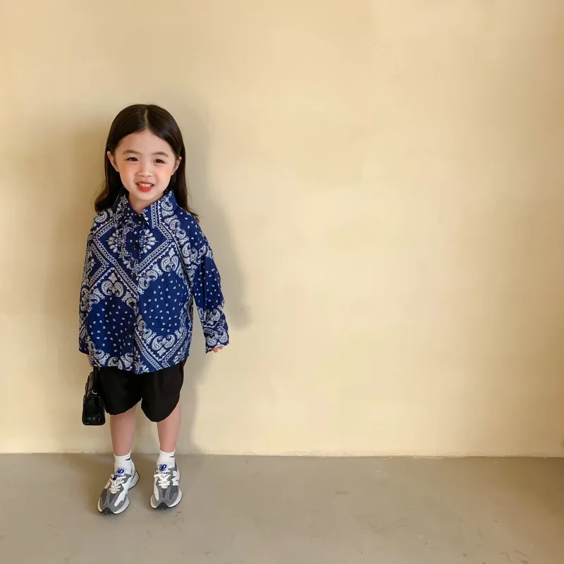 Spring New Boys and Girls Vintage Shirts Casual Thin Coat Tops