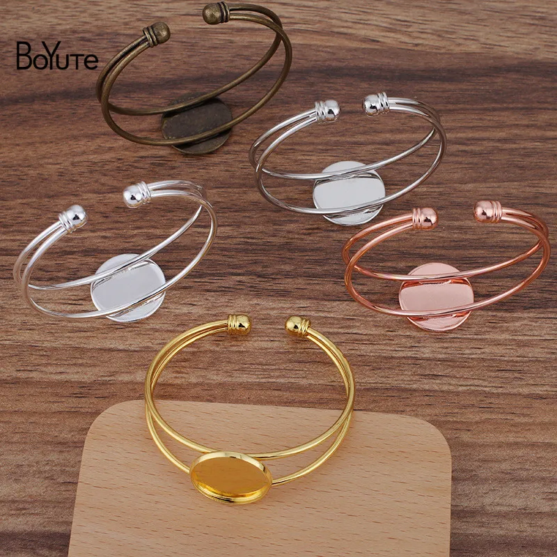 BoYuTe (5 шт./лот) 20 мм 25 Круглый браслет из кабошона база DIY иных металлических