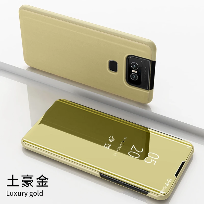Золотой Зеркальный чехол Thouport для Asus Zenfone 6 ZS630KL, флип-чехол s для Asus 6z Zenfone 6, чехол, защита в виде книги - Цвет: Золотой