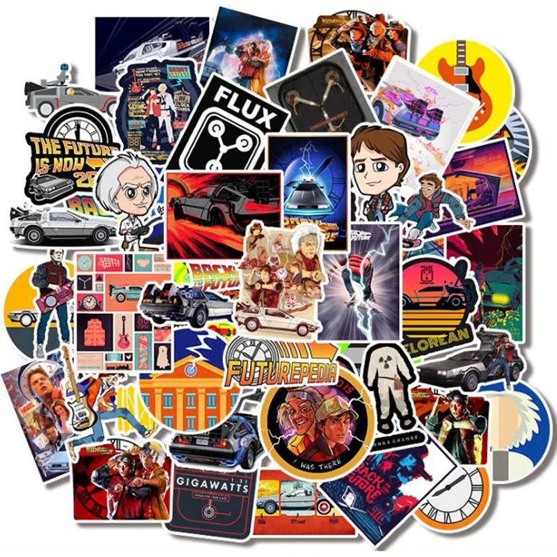 

10/30/50pcs Pack Movie Back To The Future Stickers Waterproof PVC Skateboard Guitar Car Motorcycle Water Bottle Sticker Kids Toy