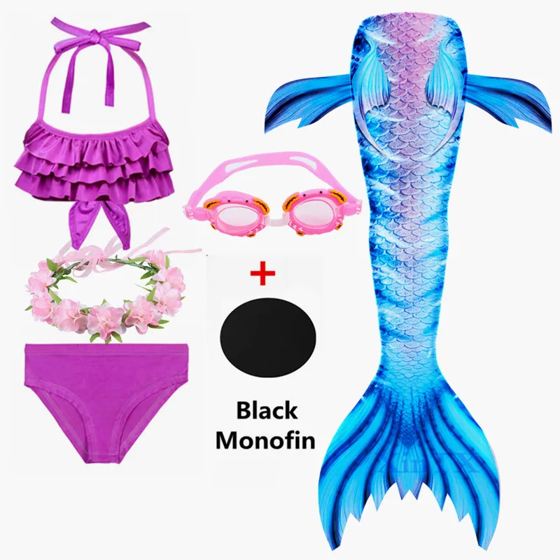 6pcs as picture show Новые Девушки С флиппером Monofin для хвостов русалки бикини девушки могут добавить Monofin Fin очки с гирляндой одежда Купальники - Цвет: 6pcs as picture show