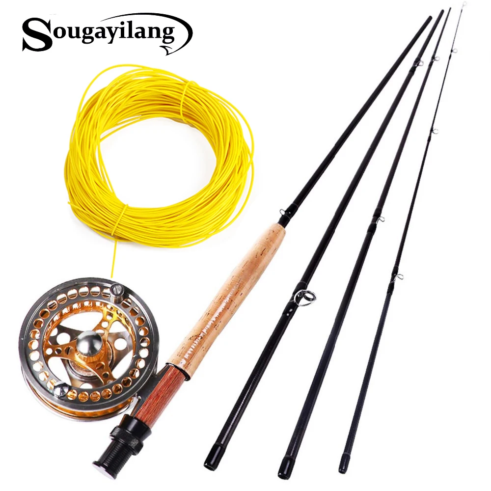 

Sougayilang 2.7M Fly Fishing Rod And Fly Reel Fly Line Combo Set Full Metal 5/6 Reels Fishing Pole Fish Line Fish Tackle