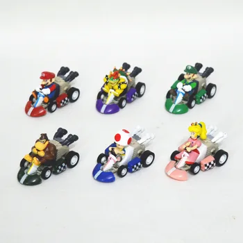 

6pcs/lot Super Mario Mini 3cm Kart Pull Back Cars Luigi Toad Bowser Koopa Donkey Kong Princess Peach Cars Figure Toys