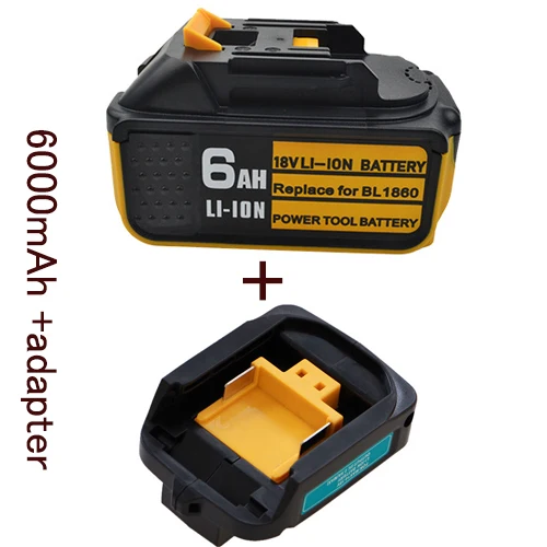 6000mAh with adapter 5Ah 6Ah Li-Ion Батарея для Makita 18V Батарея BL1860 BL1850 BL1840 194205-3 Мощность инструмент с светодиодный свет+ USB Зарядное устройство адаптер - Цвет: 6000mAh with adapter