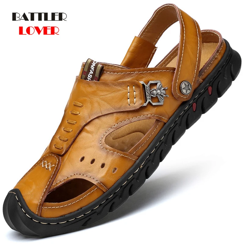 Summer Sandals Men Leather Classic Roman Sandals 2020 Slipper Outdoor Sneaker Beach Rubber Flip Flops Men Water Trekking Sandals