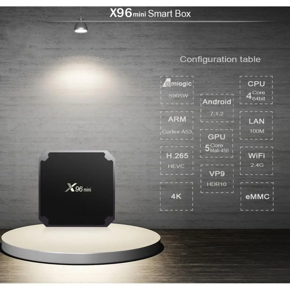X96 Мини ТВ приставка Android 7,1 OS Смарт ТВ приставка 1 ГБ 8 ГБ Amlogic S905W четырехъядерный 2,4 ГГц WiFi приставка новая