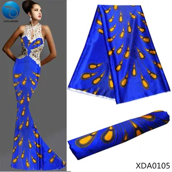 

LIULANZHI blue satin fabrics Fahsion imitated silk fabric for dress 2018 Hot sale african satin fabric 5yards/lot XDA01