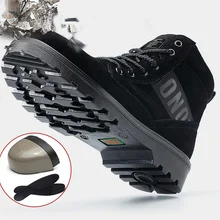 Уличные Водонепроницаемые зимние сапоги со стальным носком, Рабочая защитная обувь, высокие тактические военные ботинки, нестираемые кроссовки