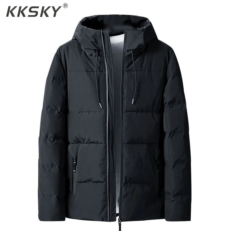 

Winter Men Casual Jacket Parka Men Warm Coat Fashion Solid Parkas Medium Thickening Hat Warm Coats Parka Men New