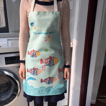 

Light Color Cartoon Apron Simple European Style Polyester Apron Kitchen Cooking Baking Barbecue Apron Household Cleaning Tools