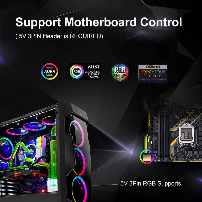 Aigo darkFlash AURA SYNC 3P 5V вентилятор Охлаждающий 140 мм светодиодный компьютер