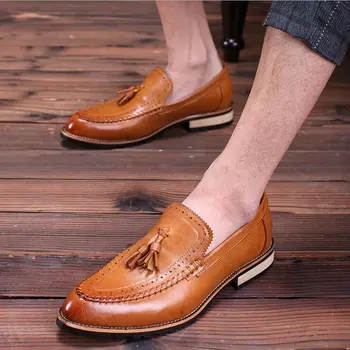 

Brogue Shoes Men High Quality Tassel British Style Carved Leather Shoes Business Mens tassel Formal Business Shoes OO-64