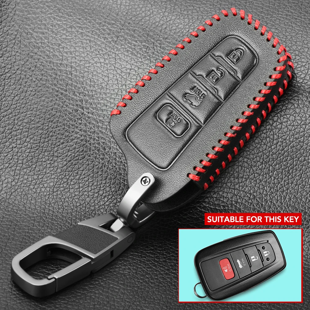 Key Case Cover Key Case Car Key Shell Leather Car Key Cover for Toyota Corolla Rav4 Camry 70 Prado RAV 150 3 4 Button Key Case Holder Accessories Shell