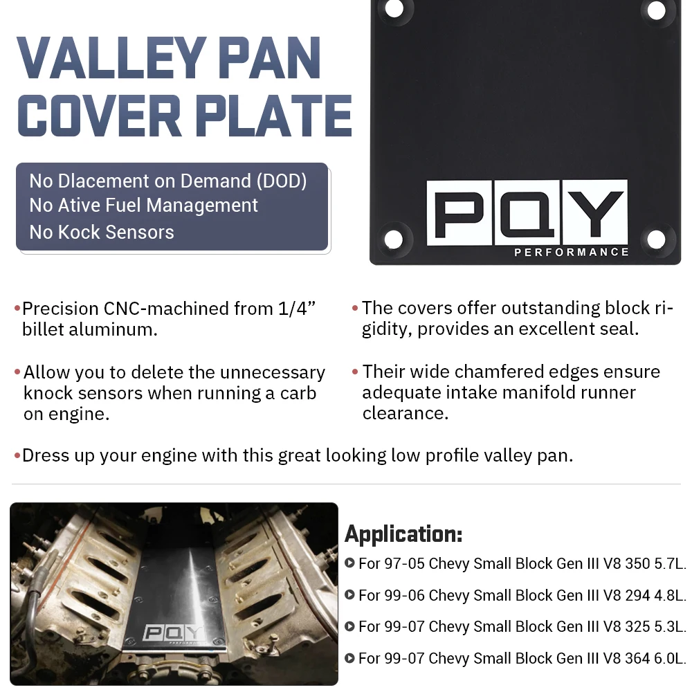 PQY-High Quality VALLEY Pan Cover Plate Low Profile Knock Sensor Delete for LSX LS1 Gen 3 PQY-VCC03